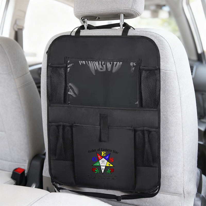 1pc Order of Eastern Star Symbol 1 Car Seat Back Storage Bag - Durable Oxford Cloth, Multi-Compartment Design, Great for Road Trips and Commuting, Vehicle Organization, Travel Essentials, Compact Organizer, Practical Design,