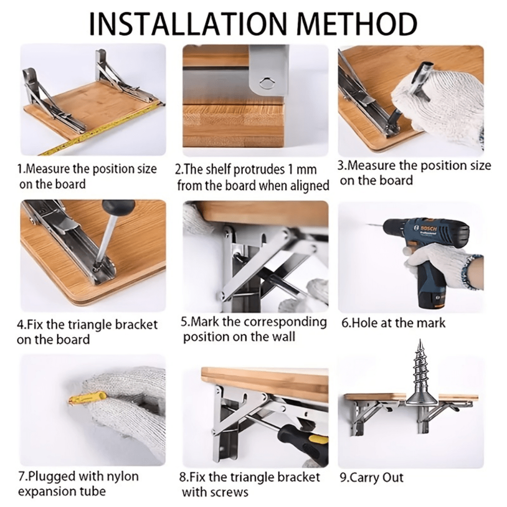 1pc Heavy Duty Adjustable Folding Frame - 90° Foldable Wall-Mounted Industrial Cast Iron & Carbon Steel - For Garage & Workshop Organization - Perfect Gift for DIY Enthusiasts