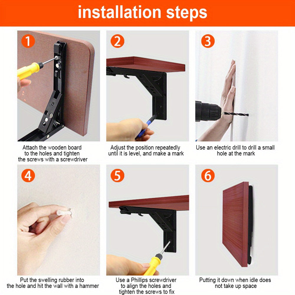 1pc Heavy Duty Adjustable Folding Frame - 90° Foldable Wall-Mounted Industrial Cast Iron & Carbon Steel - For Garage & Workshop Organization - Perfect Gift for DIY Enthusiasts