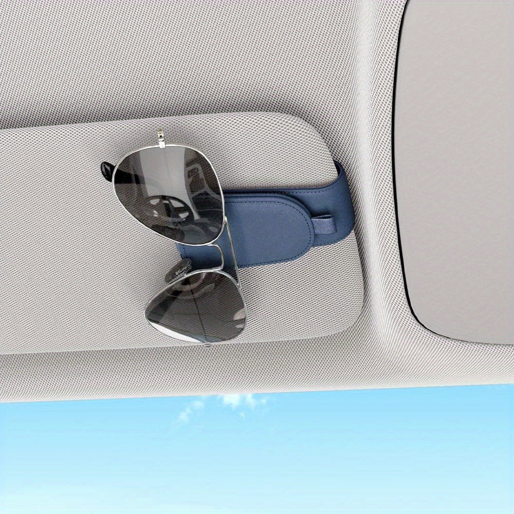 2/4pcs Magnetic Car Sunglass Holder, Suede Leather Visor Clip for Glasses, Universal Vehicle Sun Visor Mount, Non-Food Contact Accessory with Plastic Storage and Organization