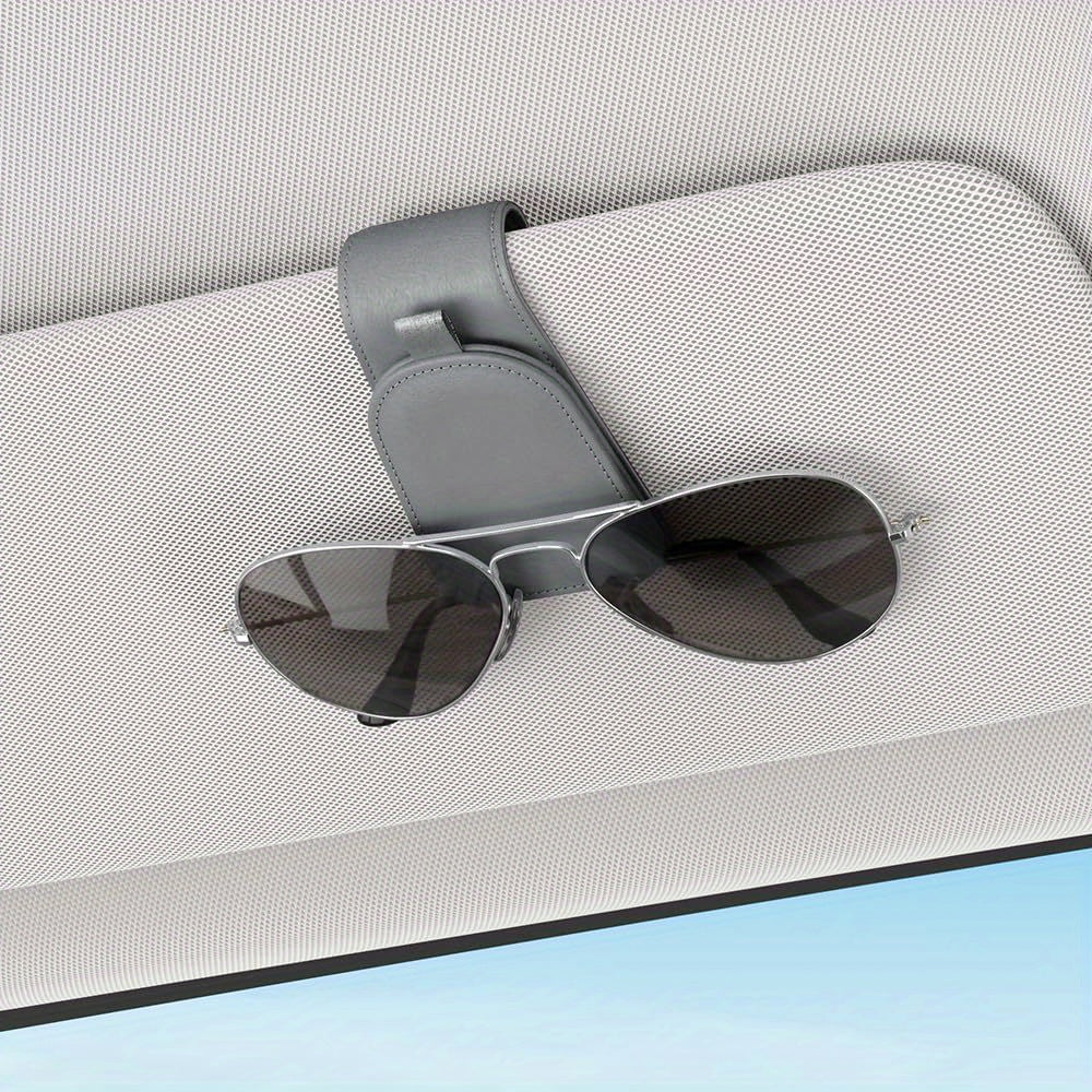 2/4pcs Magnetic Car Sunglass Holder, Suede Leather Visor Clip for Glasses, Universal Vehicle Sun Visor Mount, Non-Food Contact Accessory with Plastic Storage and Organization