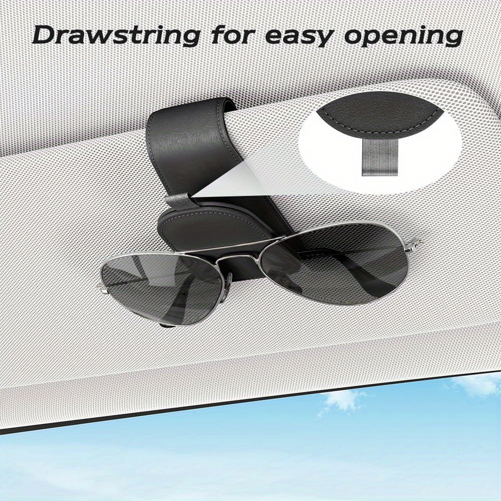 2/4pcs Magnetic Car Sunglass Holder, Suede Leather Visor Clip for Glasses, Universal Vehicle Sun Visor Mount, Non-Food Contact Accessory with Plastic Storage and Organization