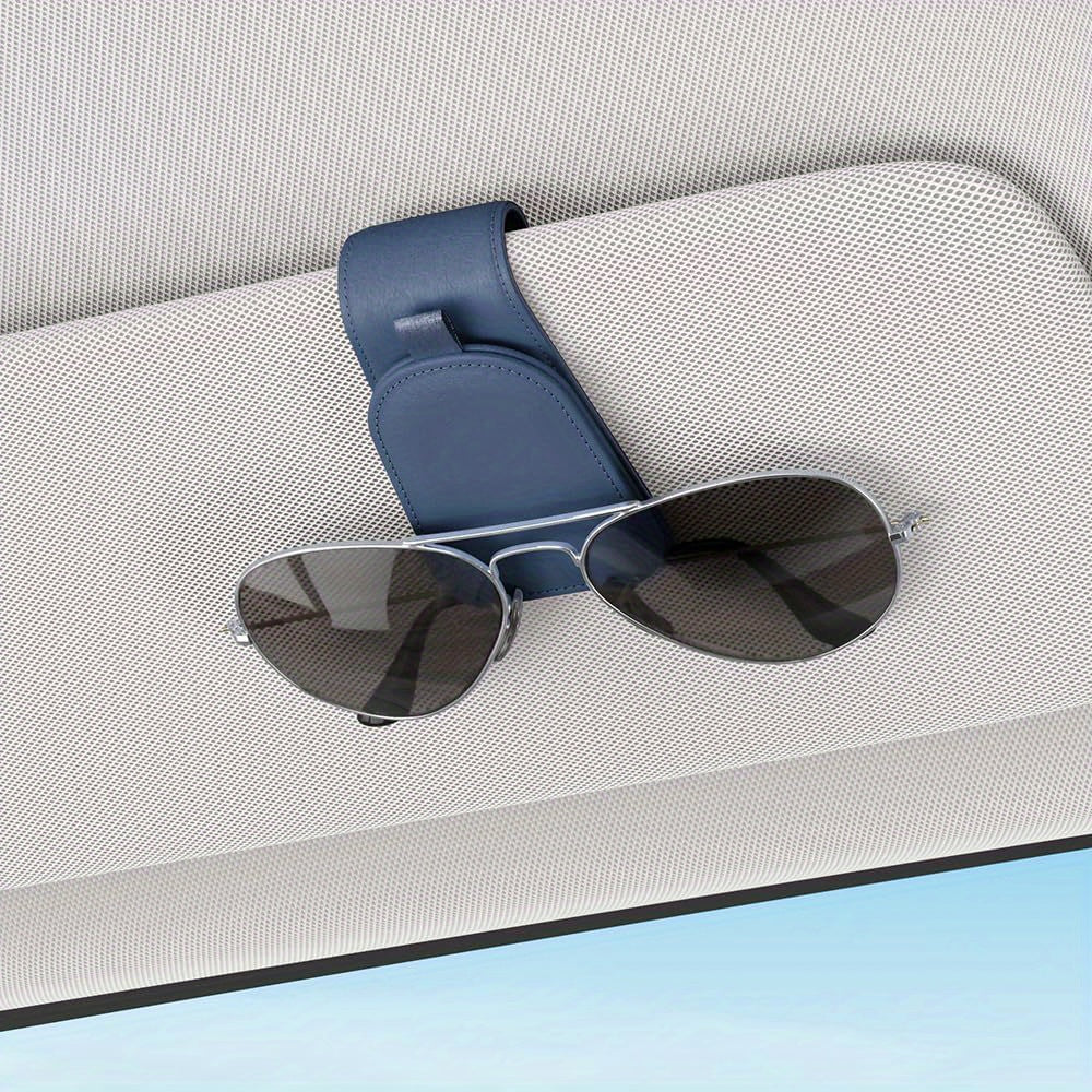 2/4pcs Magnetic Car Sunglass Holder, Suede Leather Visor Clip for Glasses, Universal Vehicle Sun Visor Mount, Non-Food Contact Accessory with Plastic Storage and Organization