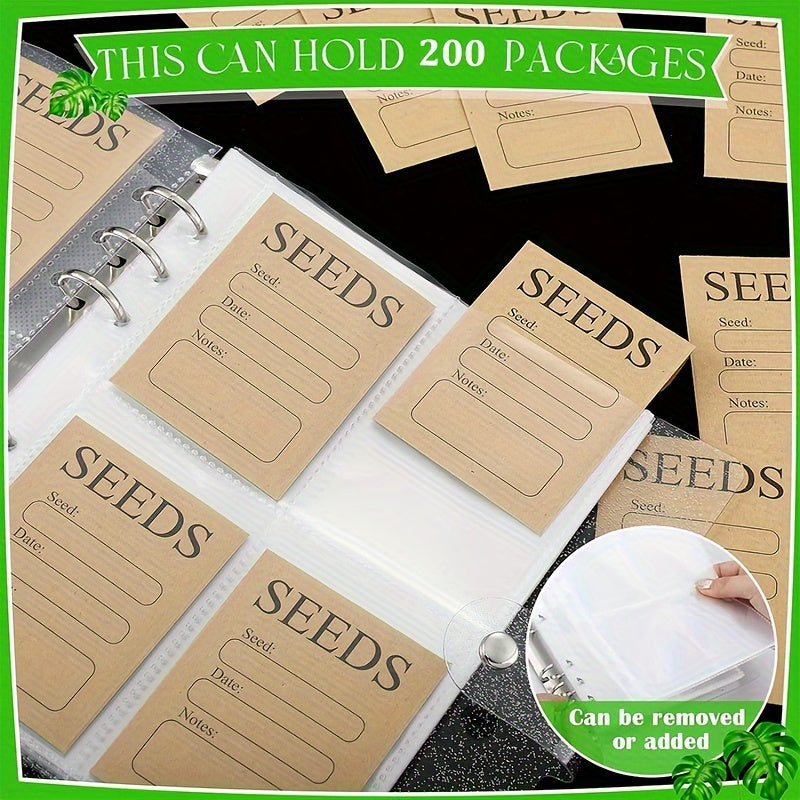 Seed Storage and Organization Kit, Includes 1 Seed Storage and Organizing Bag with 200 Seed Organizing Bags, 50 Reusable Self-Sealing Seed Envelopes, 1 Seed Sower