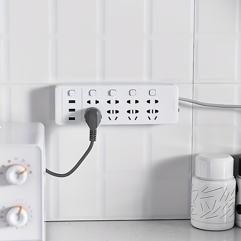 5pcs No Drill Wall-Mounted Plastic Power Strip Organizer - Removable Adhesive Multi-Purpose Storage Rack for Router, Remote Control & Cable Management, Durable Space-Saving Design for Home/Office, Office Organization, Minimal