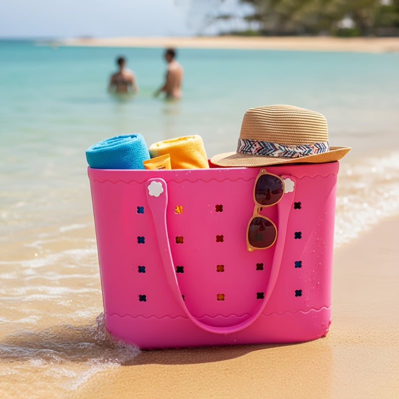 New Spring EVA Tote Bag High Quality Beach Bag, Spill-proof, Easy to Clean Sturdy And Durable Tote Bag Extra-large Capacity for Shopping, Travel, Parties, Outdoor Activities, Beach Essentials Perfect New Year Gift for Loved O