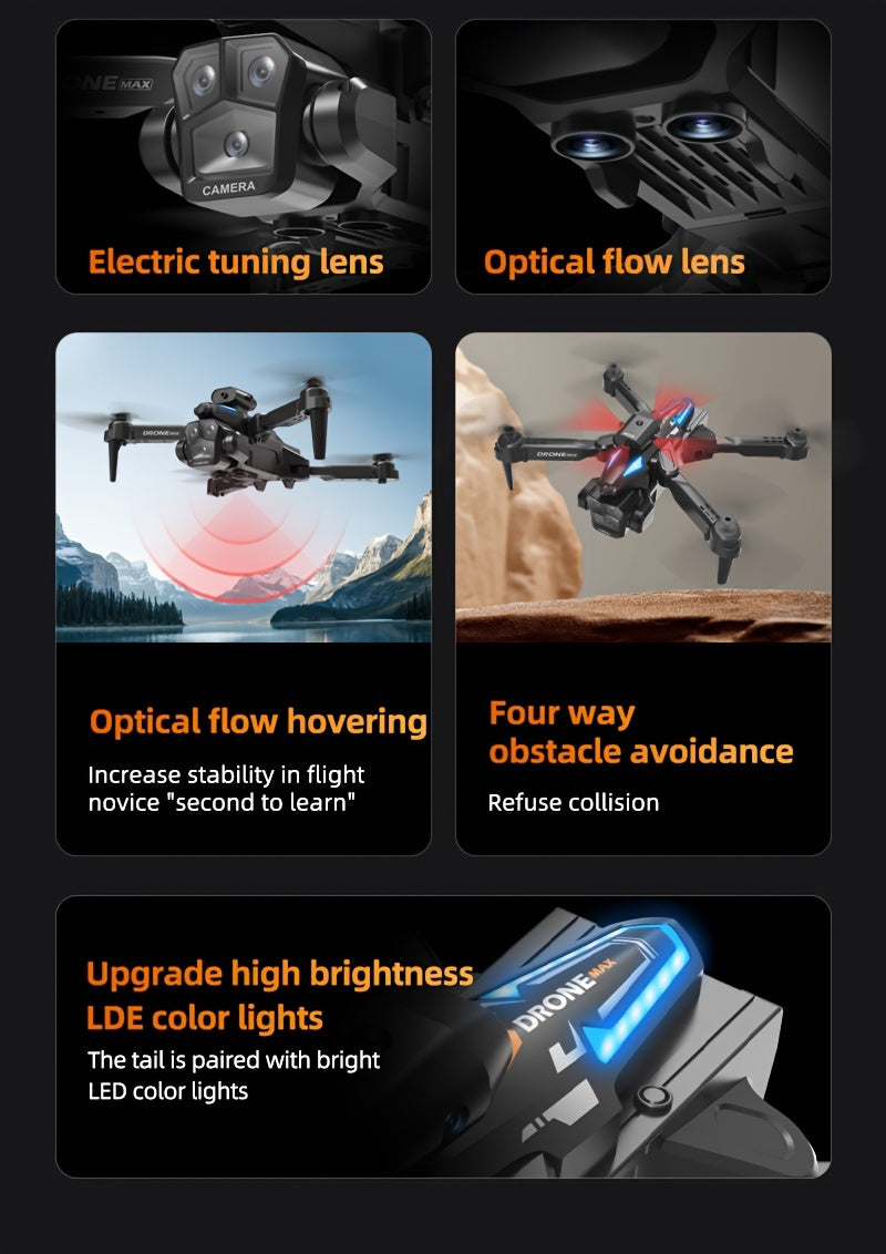 C10 Drone With Aerial Camera Three, 360° Infrared Obstacle Avoidance, Remote Control Boys And Girls Gifts, Outdoor Games