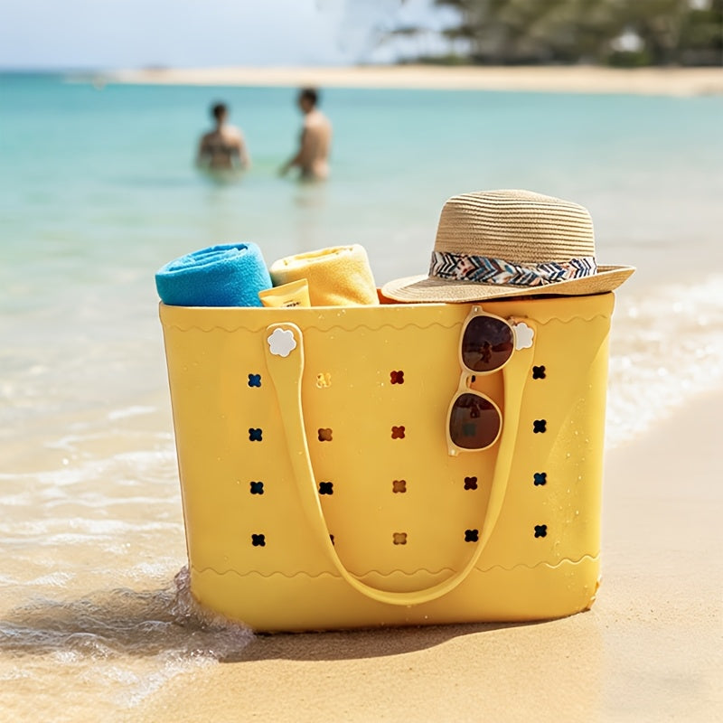 New Spring EVA Tote Bag High Quality Beach Bag, Spill-proof, Easy to Clean Sturdy And Durable Tote Bag Extra-large Capacity for Shopping, Travel, Parties, Outdoor Activities, Beach Essentials Perfect New Year Gift for Loved O
