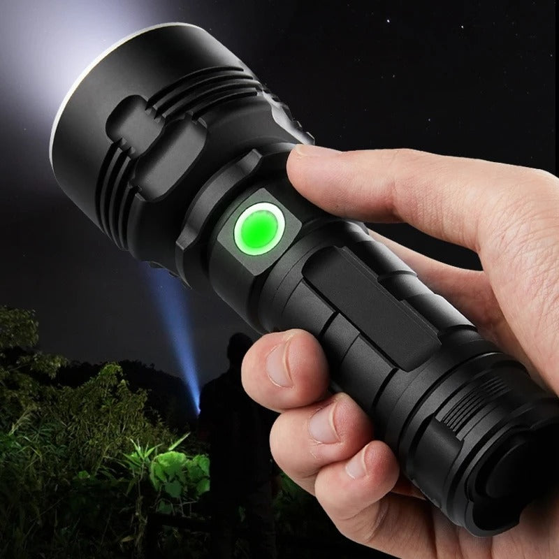 Super Bright Rechargeable LED Flashlight | 20W Outdoor Tactical Torch