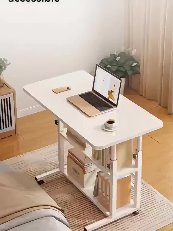 Height-Adjustable Mobile Table with Lockable Wheels, Reinforced Frame Folding Side Table, Black And White Handmade Art Workstation, Small Space Storage Table for Bedroom, Living Room, Or Study, Ideal Gift for Crafters, Artist