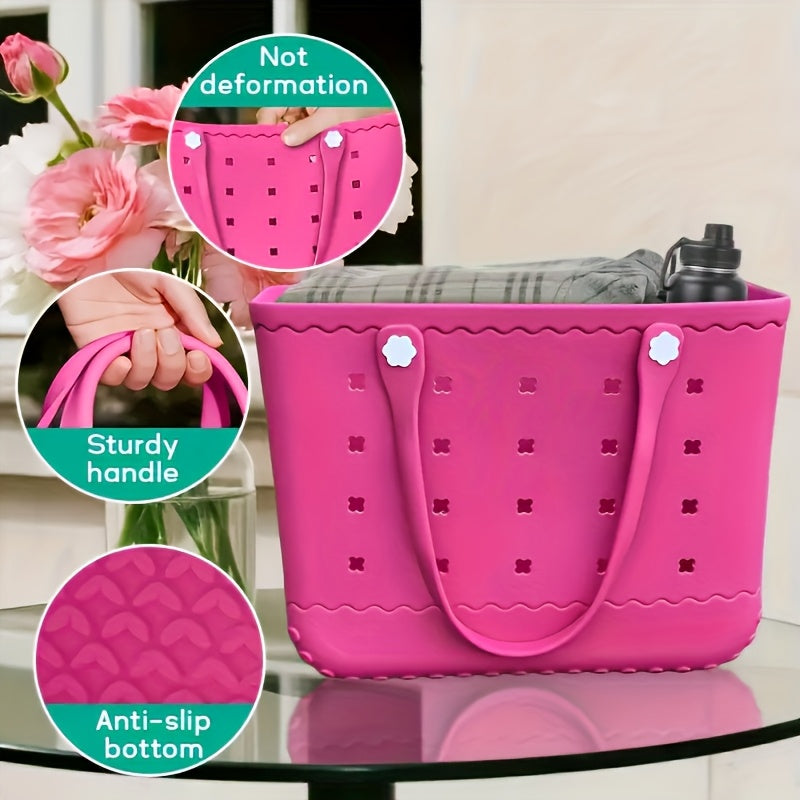New Spring EVA Tote Bag High Quality Beach Bag, Spill-proof, Easy to Clean Sturdy And Durable Tote Bag Extra-large Capacity for Shopping, Travel, Parties, Outdoor Activities, Beach Essentials Perfect New Year Gift for Loved O