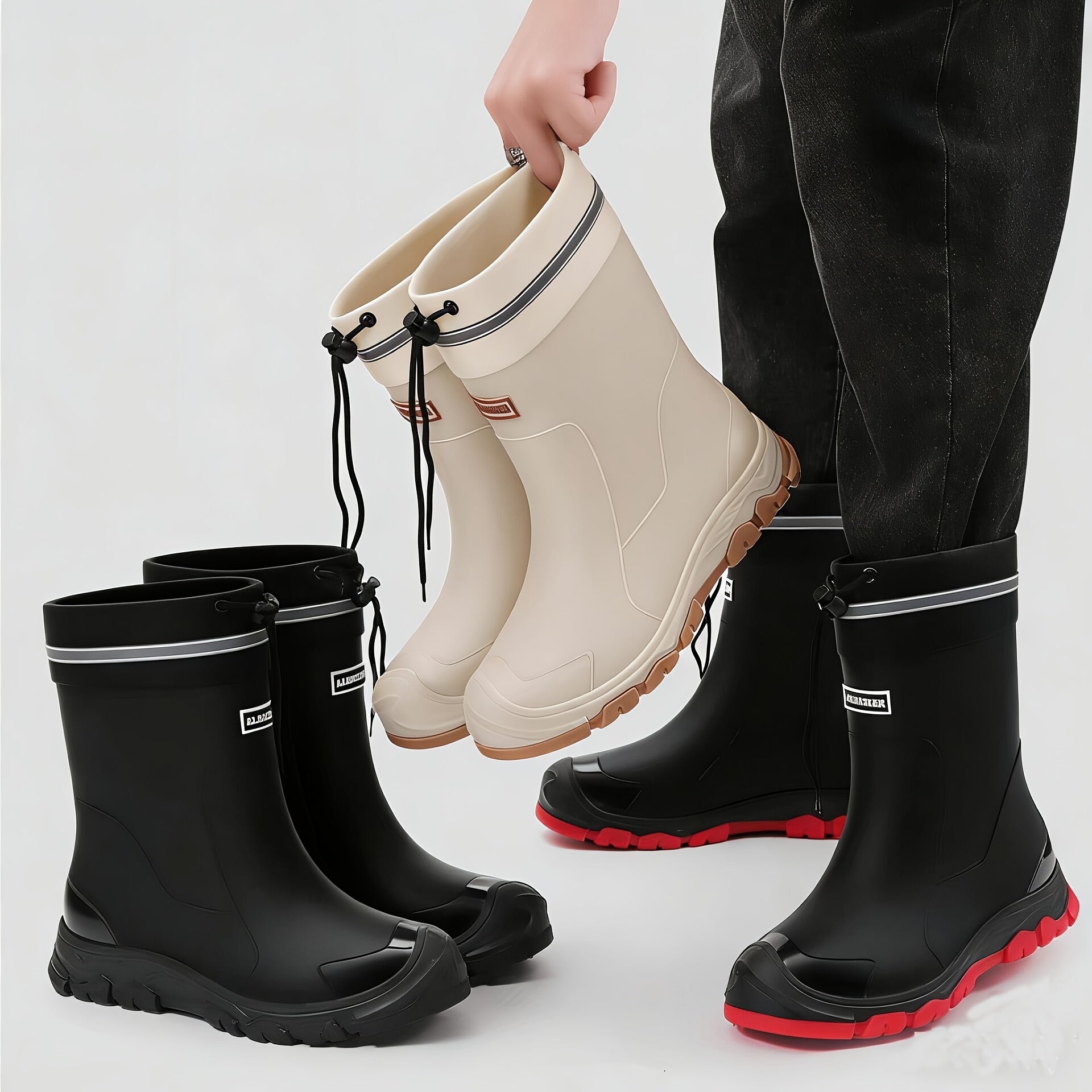 Women's High-end High Quality Rain Boots, Mid-calf Non-slip Rubber Rain Boots with Lightweight Cushioned Soles, Comfortable and Breathable, Suitable for Outdoor Walking, Gardening, and Various Weather Conditions