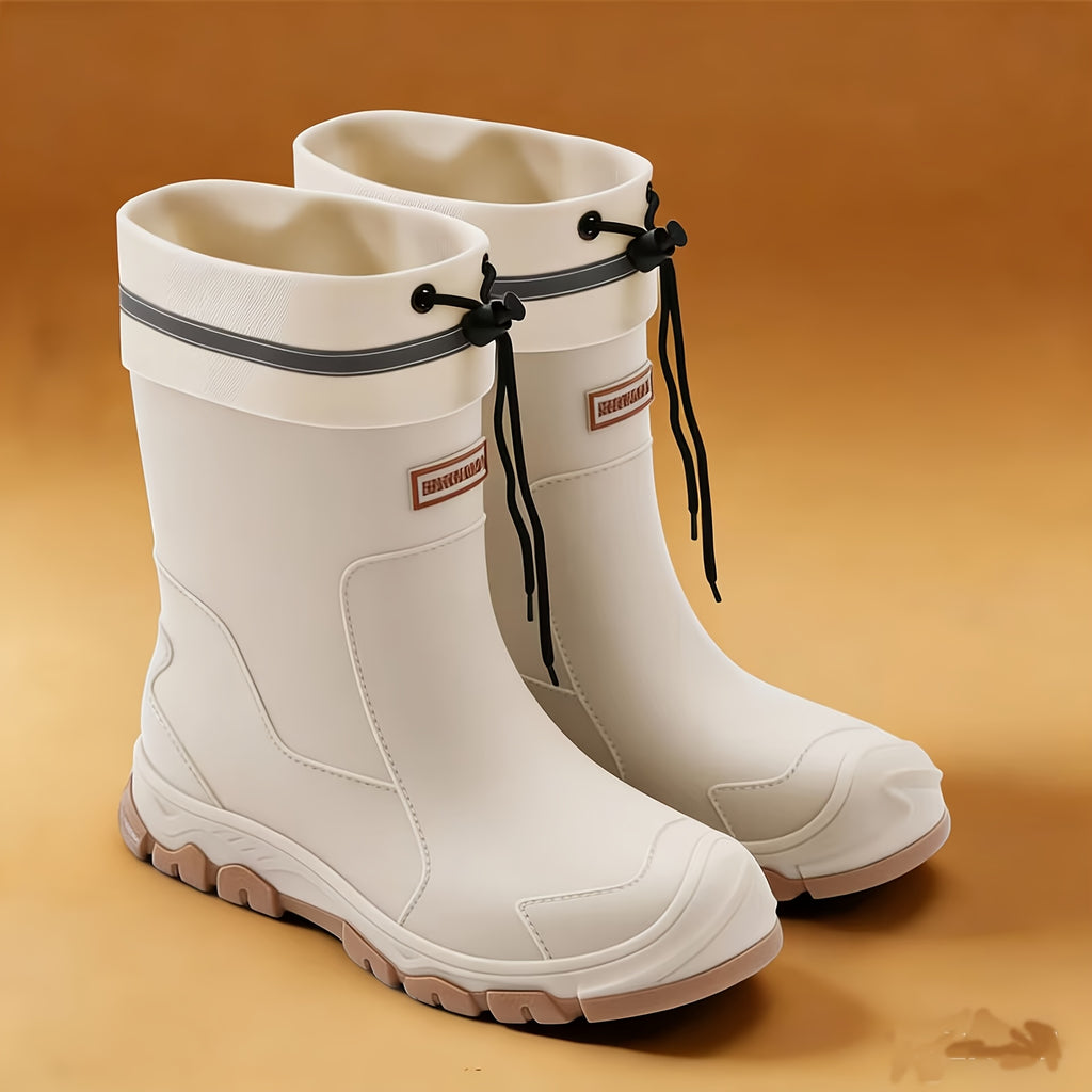 Women's High-end High Quality Rain Boots, Mid-calf Non-slip Rubber Rain Boots with Lightweight Cushioned Soles, Comfortable and Breathable, Suitable for Outdoor Walking, Gardening, and Various Weather Conditions