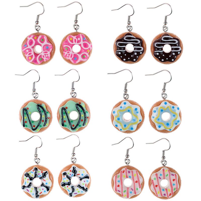 6 Pairs Realistic Chocolate Donut Earrings - Fake Food with Sprinkles (January Birthstone Suitable for Women &) |, Outfits, Casual Attire | Cute & Playful Donut Pendants