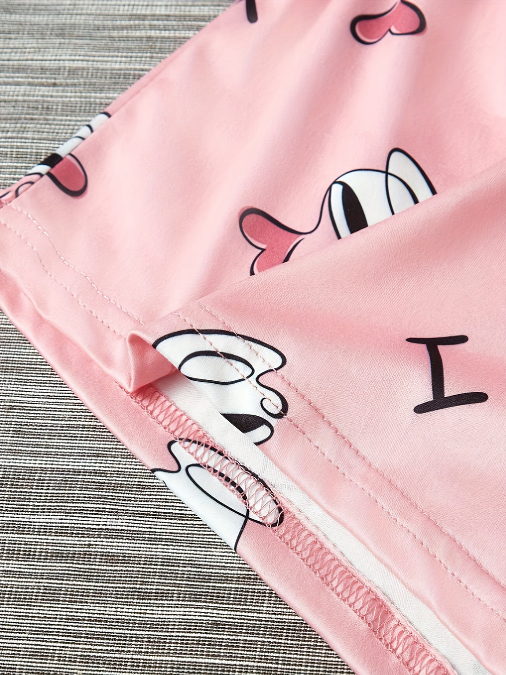 Women's Homewear Casual Coffee Print Cute Sweet Short Sleeve Shorts Pants Three-pcs Pajama Set