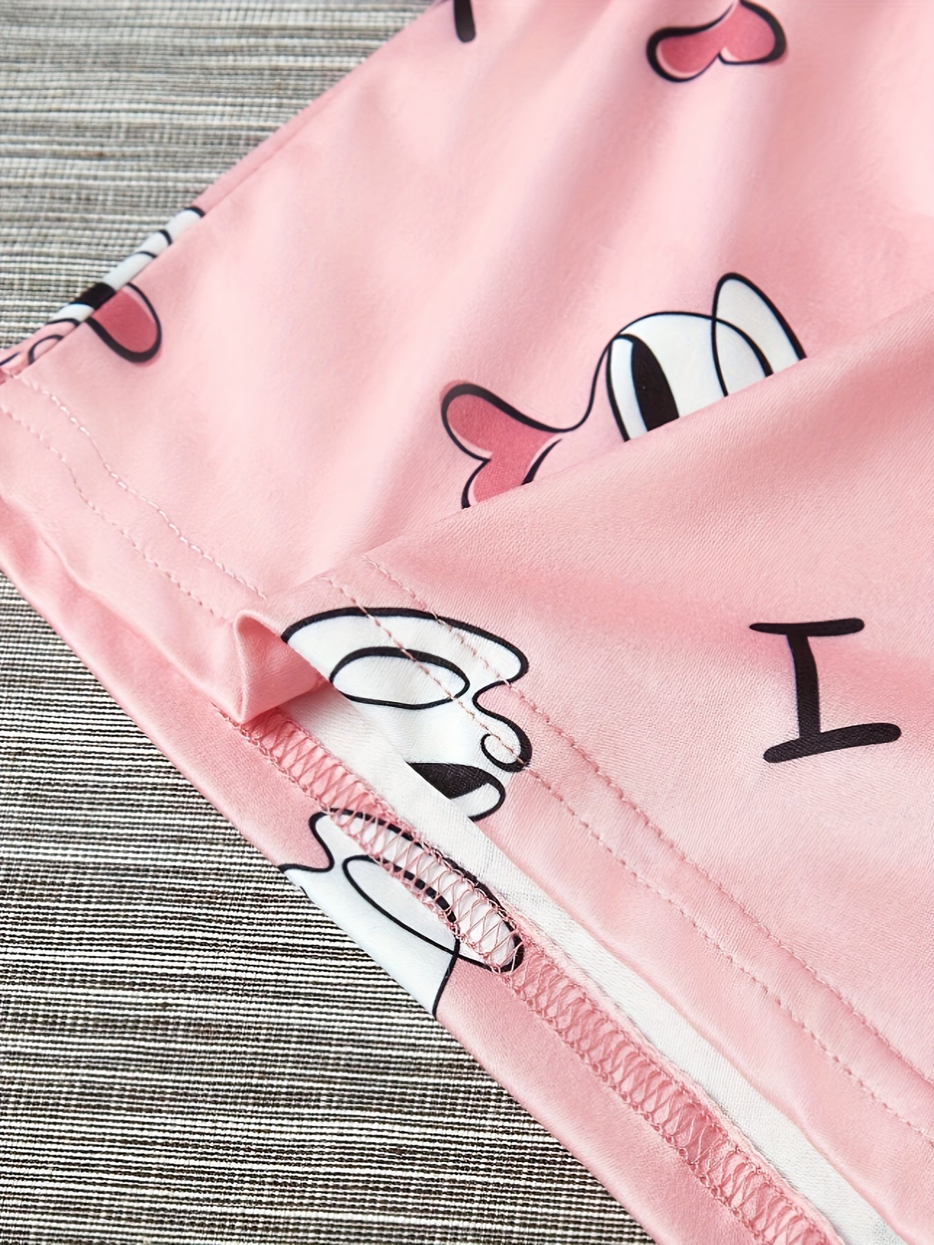 Women's Homewear Casual Coffee Print Cute Sweet Short Sleeve Shorts Pants Three-pcs Pajama Set