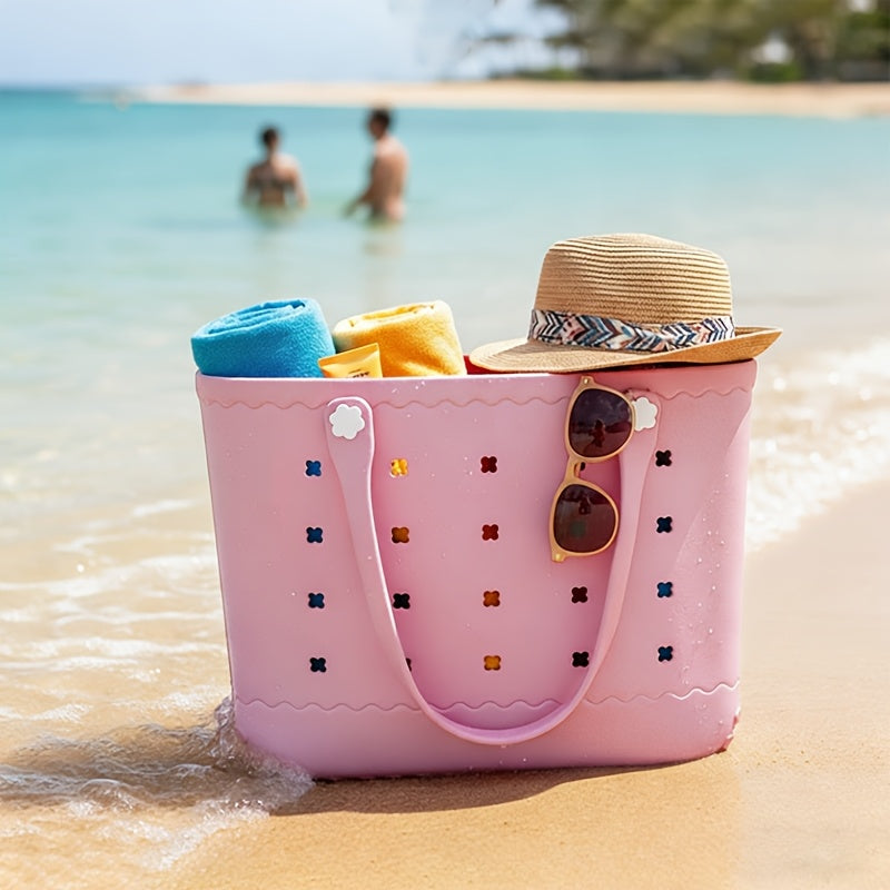New Spring EVA Tote Bag High Quality Beach Bag, Spill-proof, Easy to Clean Sturdy And Durable Tote Bag Extra-large Capacity for Shopping, Travel, Parties, Outdoor Activities, Beach Essentials Perfect New Year Gift for Loved O