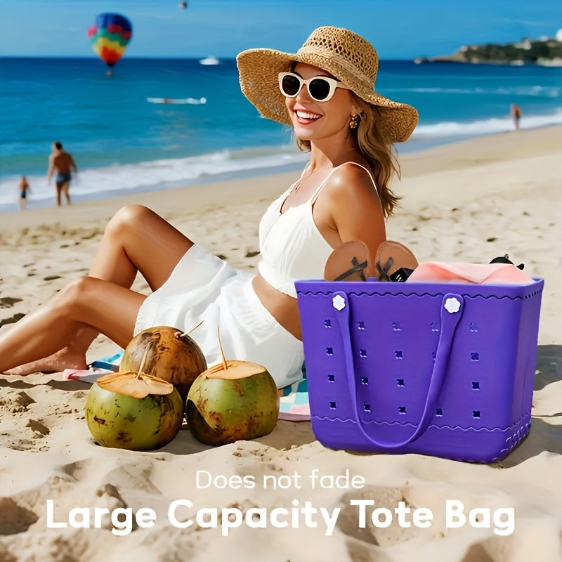 New Spring EVA Tote Bag High Quality Beach Bag, Spill-proof, Easy to Clean Sturdy And Durable Tote Bag Extra-large Capacity for Shopping, Travel, Parties, Outdoor Activities, Beach Essentials Perfect New Year Gift for Loved O