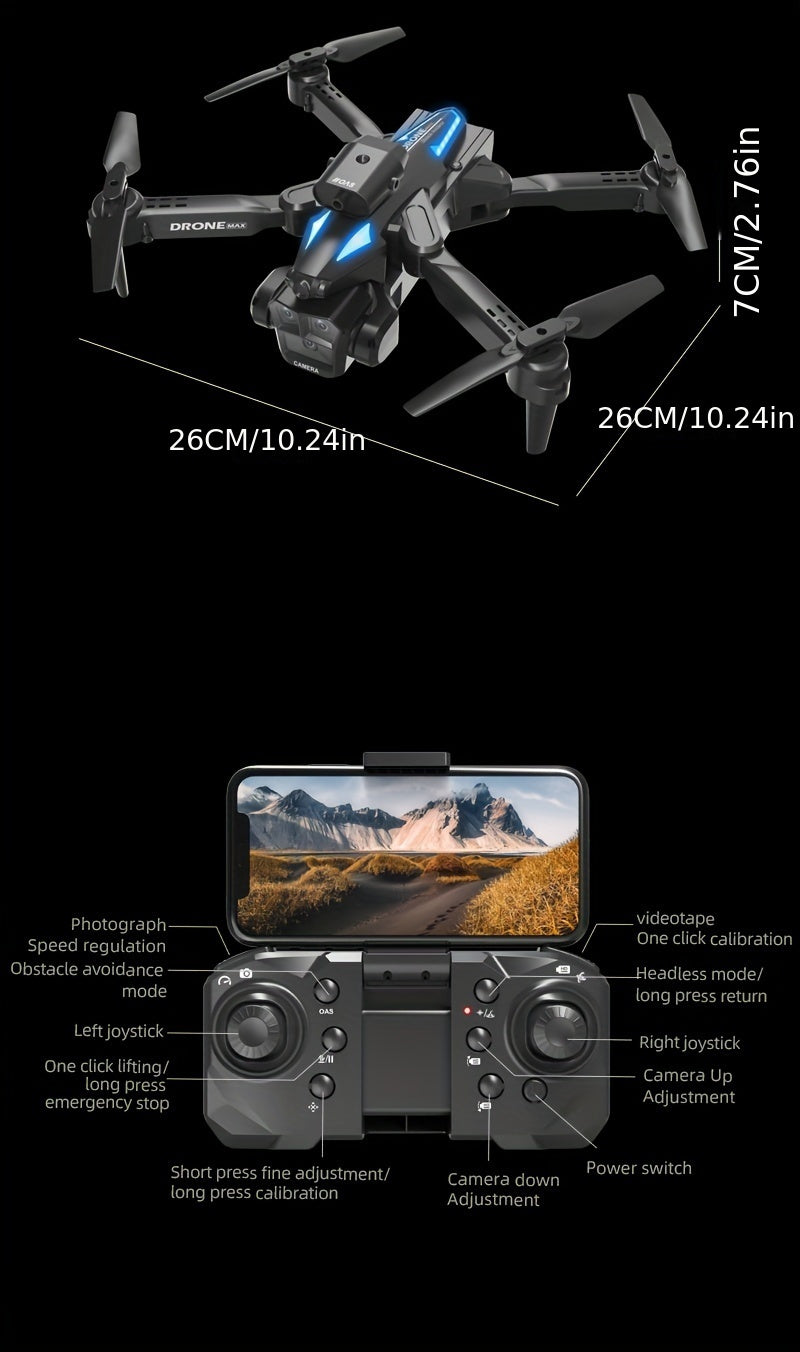 C10 Drone With Aerial Camera Three, 360° Infrared Obstacle Avoidance, Remote Control Boys And Girls Gifts, Outdoor Games
