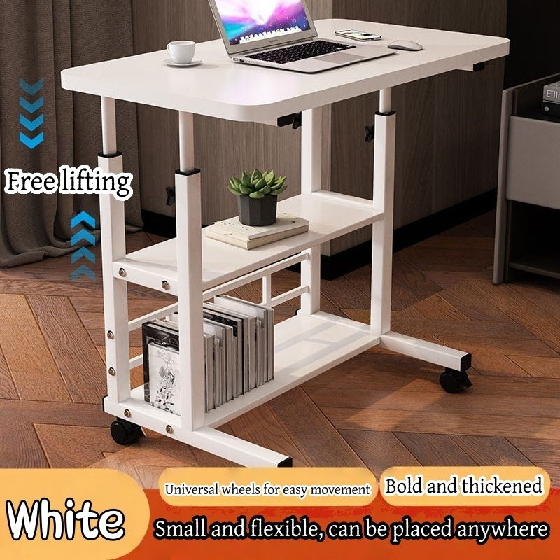 Height-Adjustable Mobile Table with Lockable Wheels, Reinforced Frame Folding Side Table, Black And White Handmade Art Workstation, Small Space Storage Table for Bedroom, Living Room, Or Study, Ideal Gift for Crafters, Artist