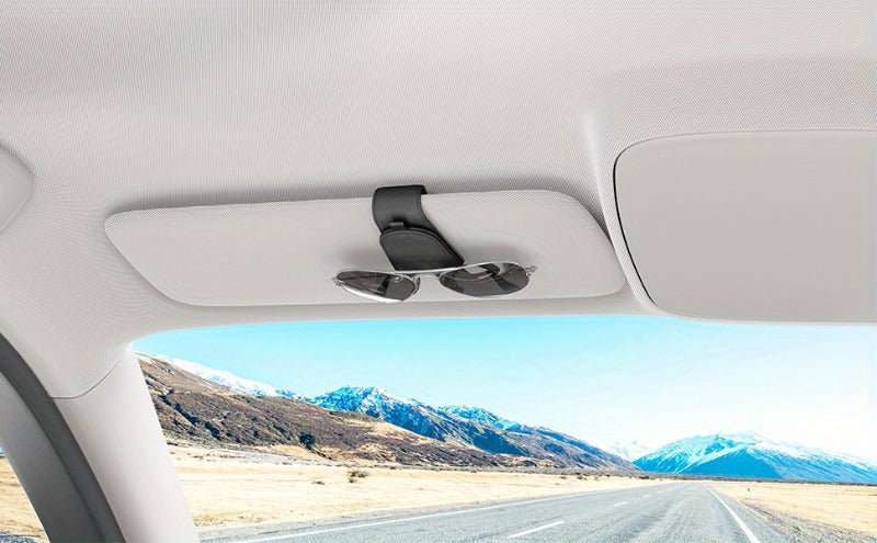 2/4pcs Magnetic Car Sunglass Holder, Suede Leather Visor Clip for Glasses, Universal Vehicle Sun Visor Mount, Non-Food Contact Accessory with Plastic Storage and Organization