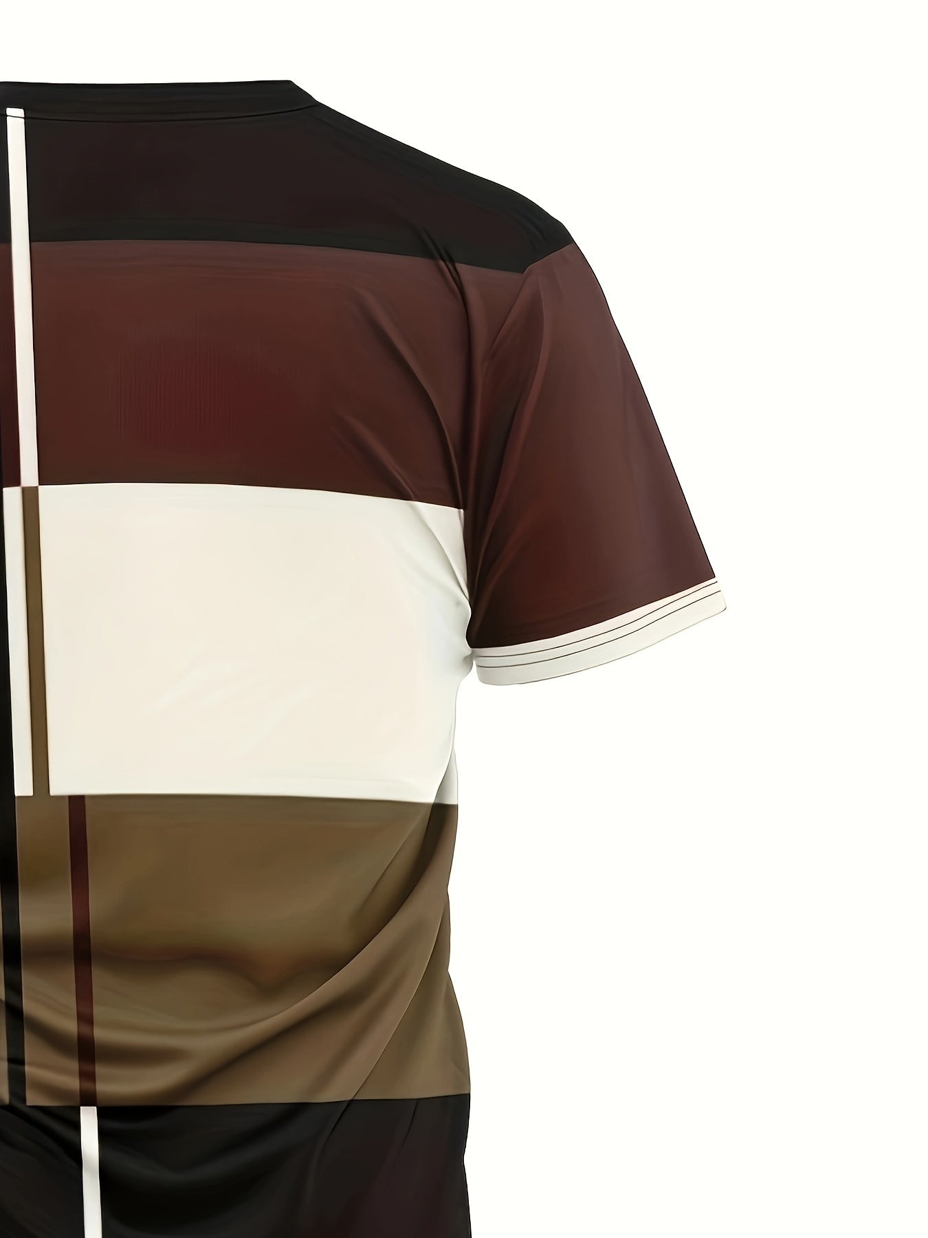 Men's Colorblock Heart Print 2Pcs Outfits, Short Sleeve T-shirt & Shorts Set For Summer
