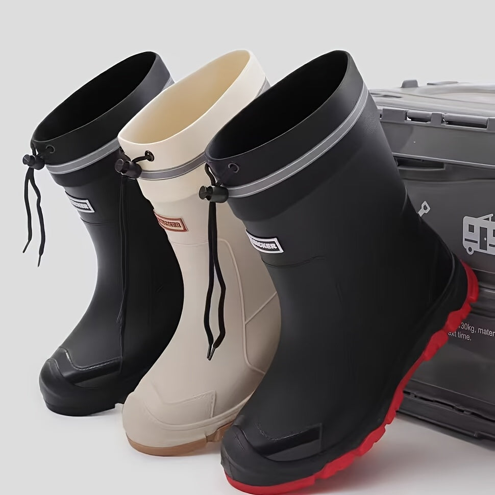 Women's High-end High Quality Rain Boots, Mid-calf Non-slip Rubber Rain Boots with Lightweight Cushioned Soles, Comfortable and Breathable, Suitable for Outdoor Walking, Gardening, and Various Weather Conditions