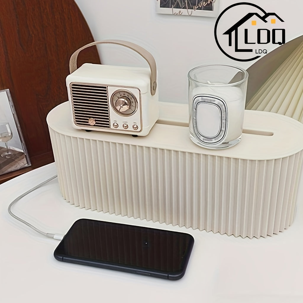 1pc High-Capacity Cable Storage Box - Space-Saving Desktop Cord Organizer with Lid for Office, Home Office, Living Room, and Home Storage & Organization