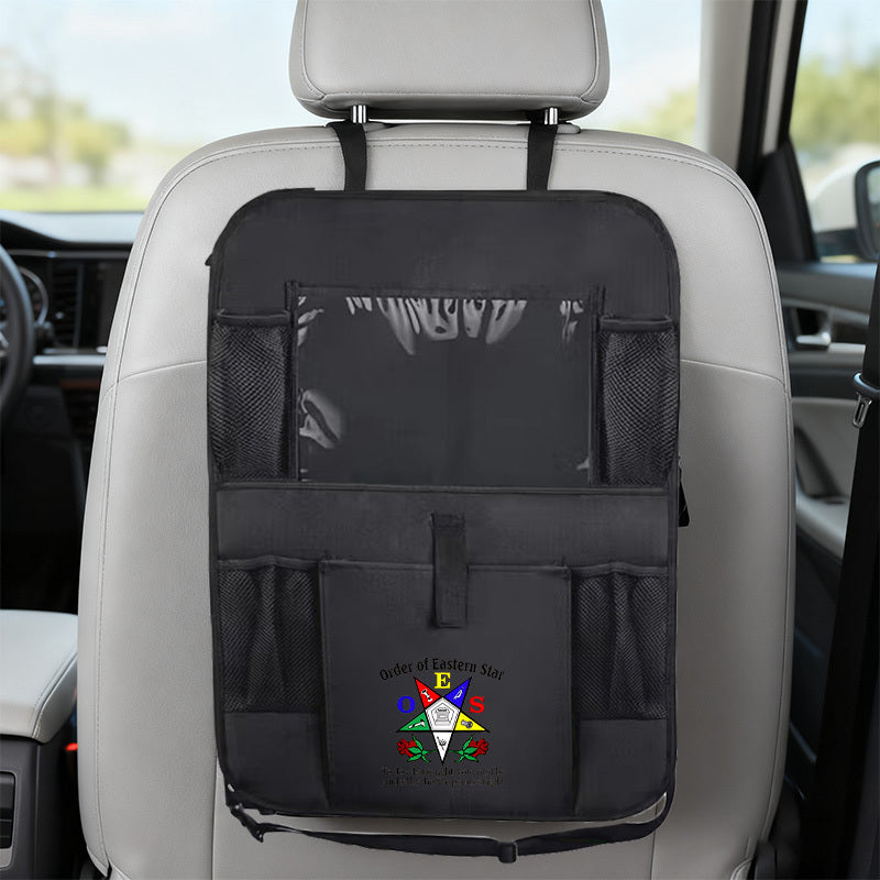 1pc Order of Eastern Star Symbol 1 Car Seat Back Storage Bag - Durable Oxford Cloth, Multi-Compartment Design, Great for Road Trips and Commuting, Vehicle Organization, Travel Essentials, Compact Organizer, Practical Design,