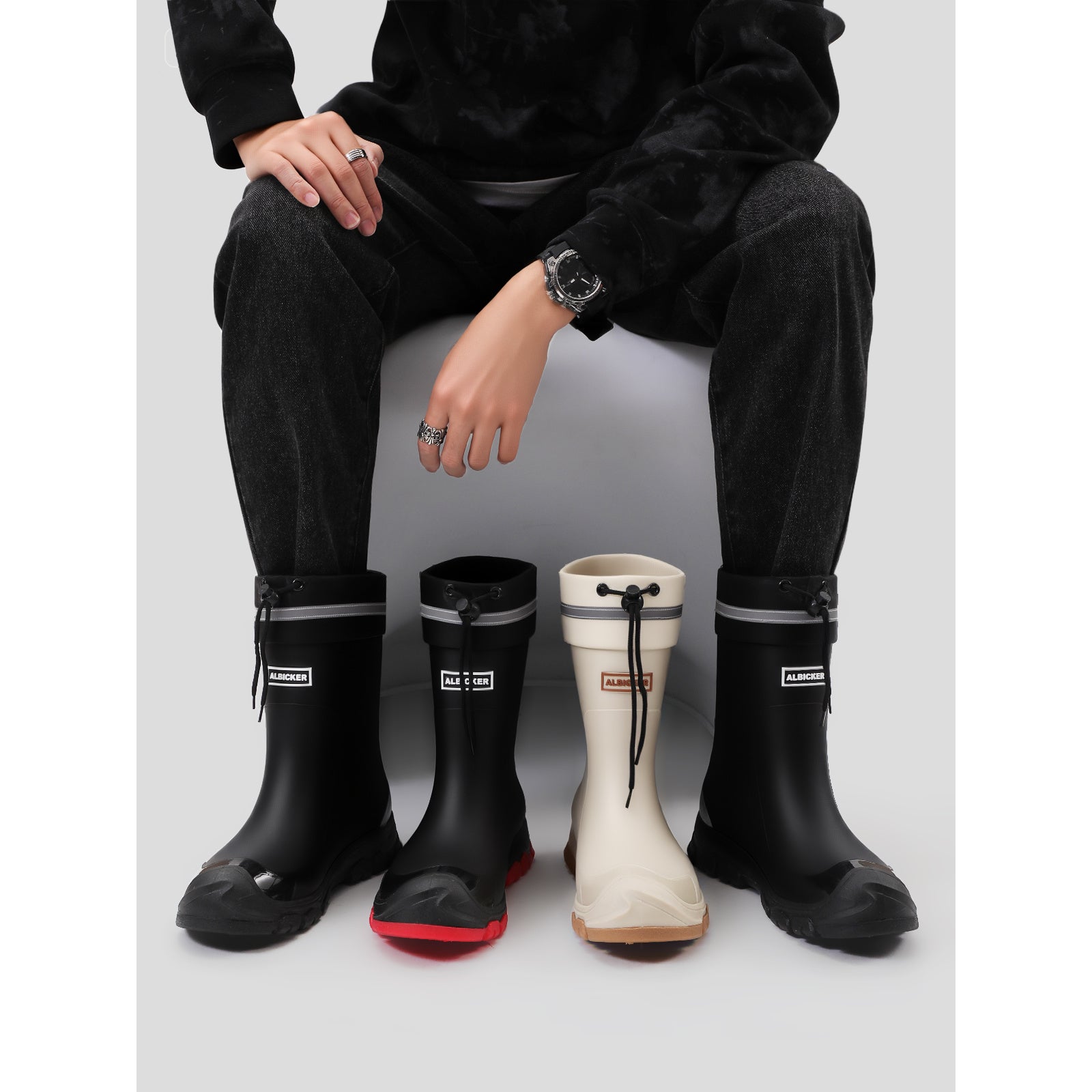Women's High-end High Quality Rain Boots, Mid-calf Non-slip Rubber Rain Boots with Lightweight Cushioned Soles, Comfortable and Breathable, Suitable for Outdoor Walking, Gardening, and Various Weather Conditions