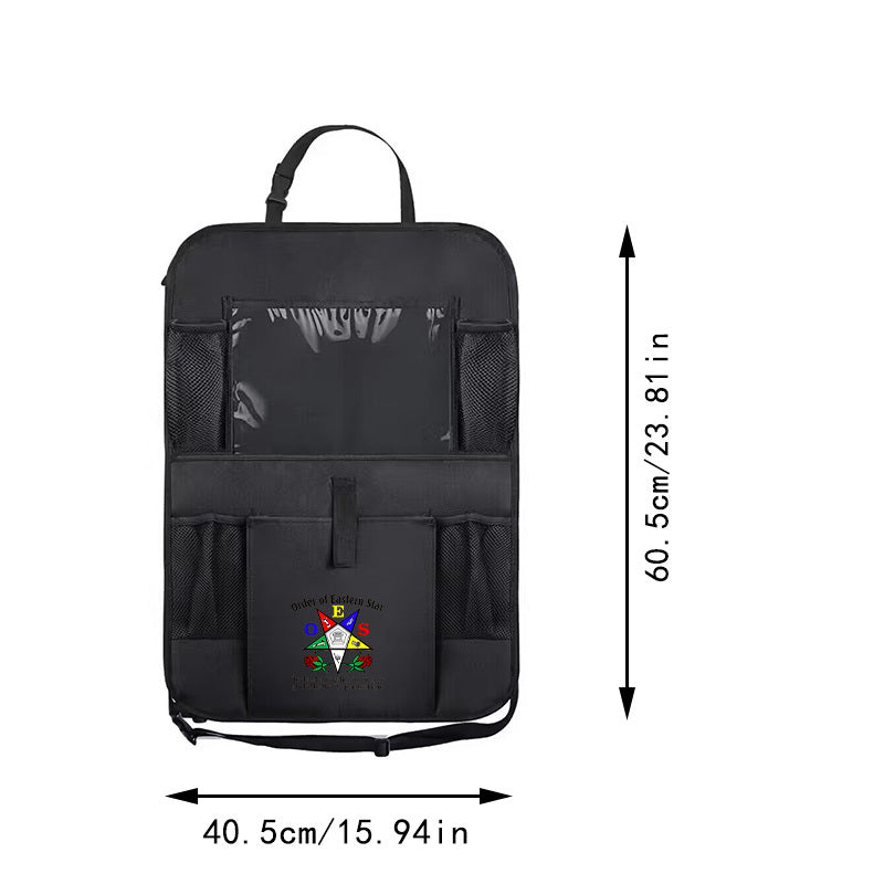 1pc Order of Eastern Star Symbol 1 Car Seat Back Storage Bag - Durable Oxford Cloth, Multi-Compartment Design, Great for Road Trips and Commuting, Vehicle Organization, Travel Essentials, Compact Organizer, Practical Design,