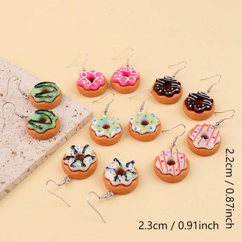 6 Pairs Realistic Chocolate Donut Earrings - Fake Food with Sprinkles (January Birthstone Suitable for Women &) |, Outfits, Casual Attire | Cute & Playful Donut Pendants