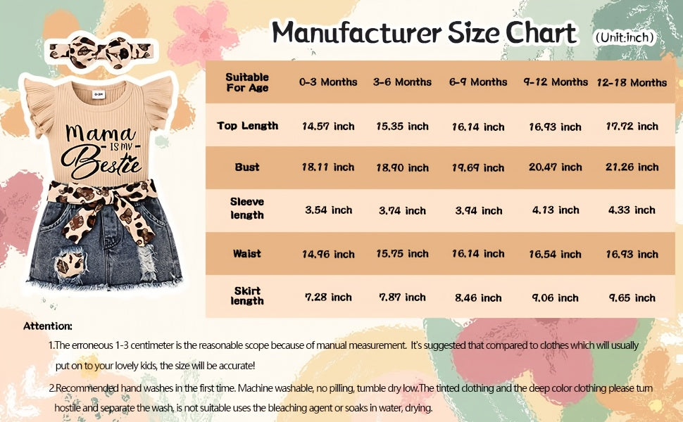 Baby Girl Clothes Newborn Romper Ruffle Sleeve Short Jeans Skirt With Headband Infant Outfits Set 0-18 Months, for Outdoor