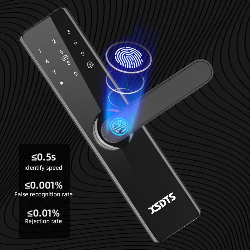 XSDTS F17 Smart Door Lock Tuya/TTlock WiFi App Remote Control Fingerprint Unlock Security Smart Digital Lock for Home  Office