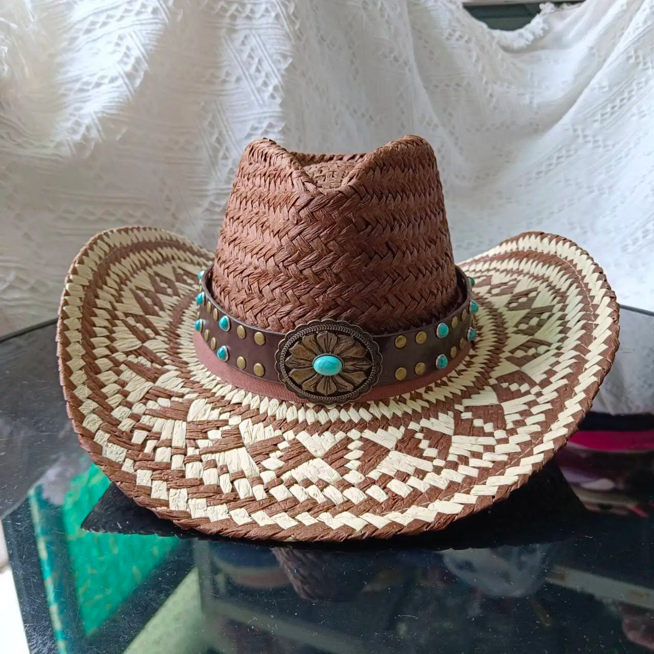 Women's Straw Cowgirl Hat – Wide Brim Shapeable Western Beach Sun Hat | Coastal Cowgirl Style