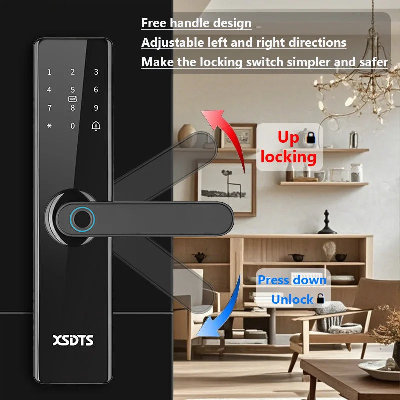 XSDTS F17 Smart Door Lock Tuya/TTlock WiFi App Remote Control Fingerprint Unlock Security Smart Digital Lock for Home  Office