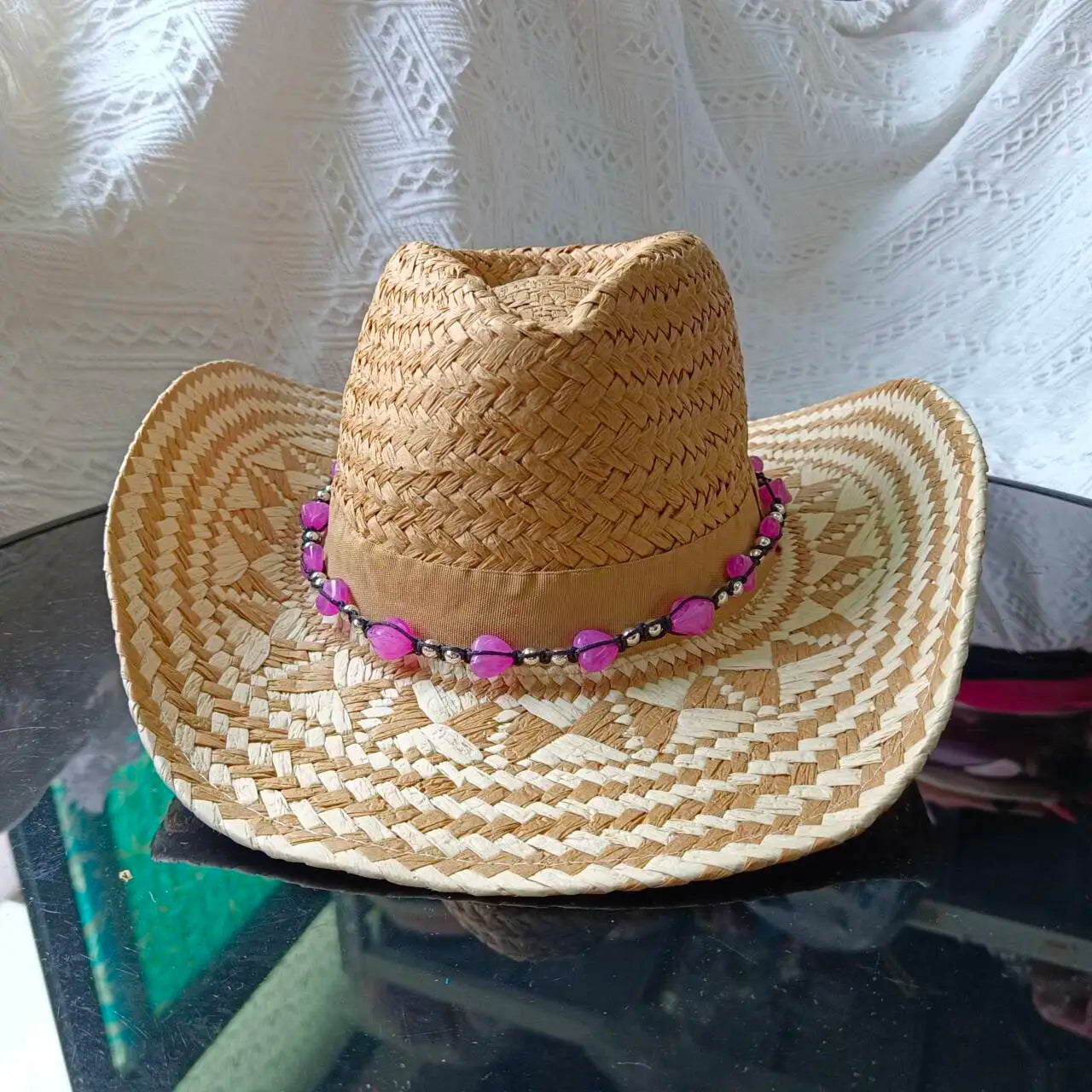 Women's Straw Cowgirl Hat – Wide Brim Shapeable Western Beach Sun Hat | Coastal Cowgirl Style