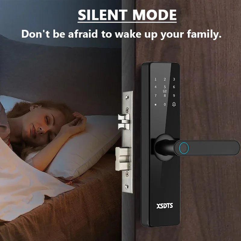 XSDTS F17 Smart Door Lock Tuya/TTlock WiFi App Remote Control Fingerprint Unlock Security Smart Digital Lock for Home  Office