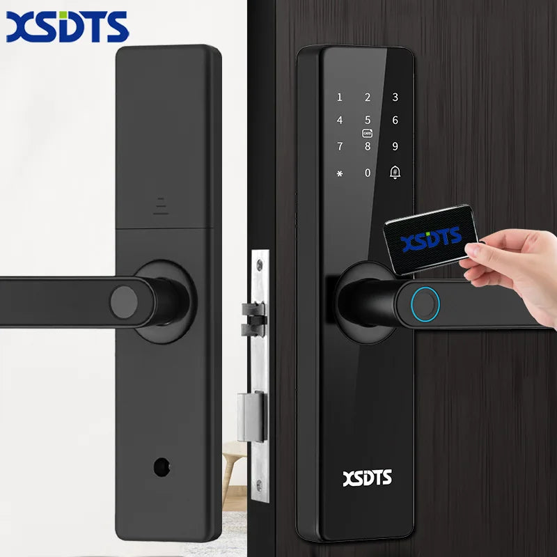 XSDTS F17 Smart Door Lock Tuya/TTlock WiFi App Remote Control Fingerprint Unlock Security Smart Digital Lock for Home  Office