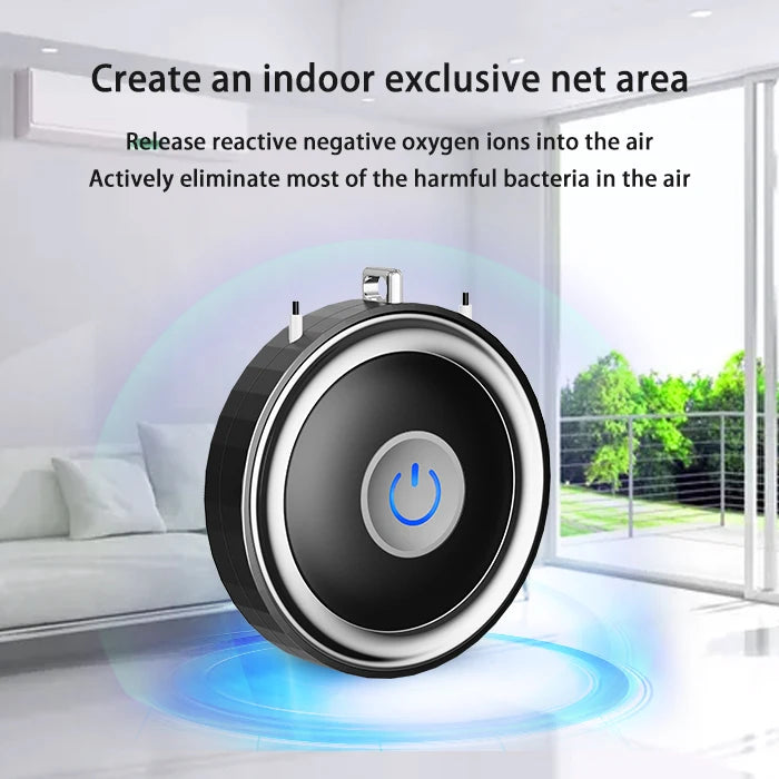 USB Rechargeable Wearable Necklace Air Purifier, Home Hanging Neck Type Car Oxygen Bar at Any Time Negative Ion Air Purifier