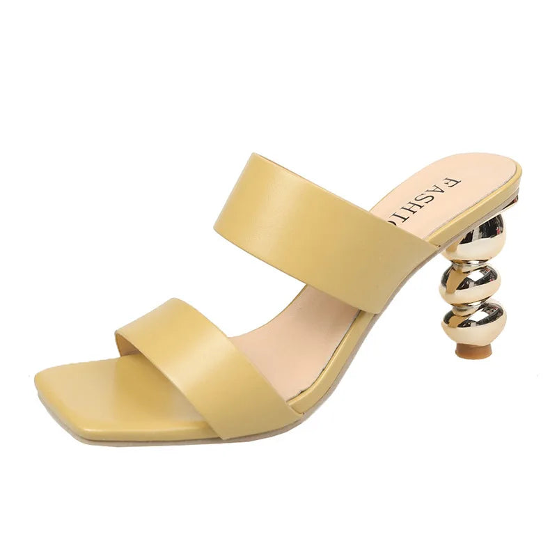 Women's Square Toe Double Strap Ankle Heeled Sandals