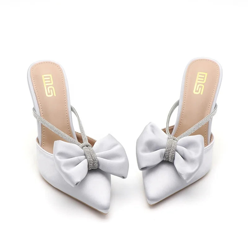 Y Black Silver Orange 36-42 New Fashion Outside Ladies Stiletto Heels Heeled Sandals Closed Pointed Toe Diamond Women Shoes