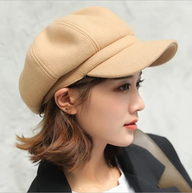 Solid Cotton Octagonal Newsboy Beret Cap – Casual Painter Hat for Women & Men | All Seasons