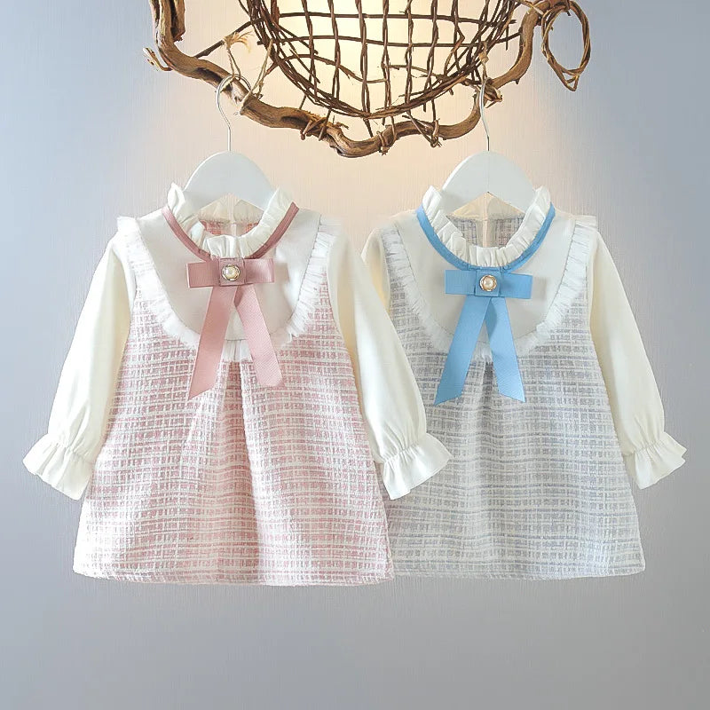 Baby Girl Plaid Long Sleeve A-Line Princess Dress