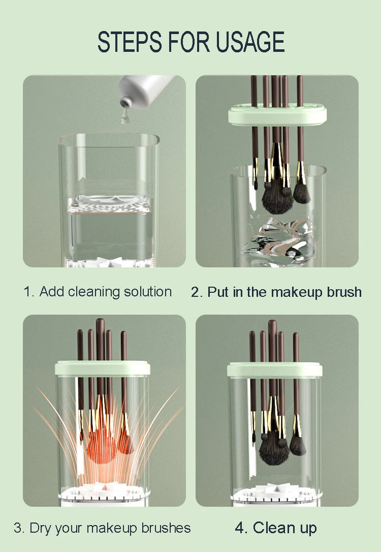 Laxney New Design Rechargeable Portable Electric Makeup Brush Cleaner with ABS/TPE Material White Color for Commercial Home Use