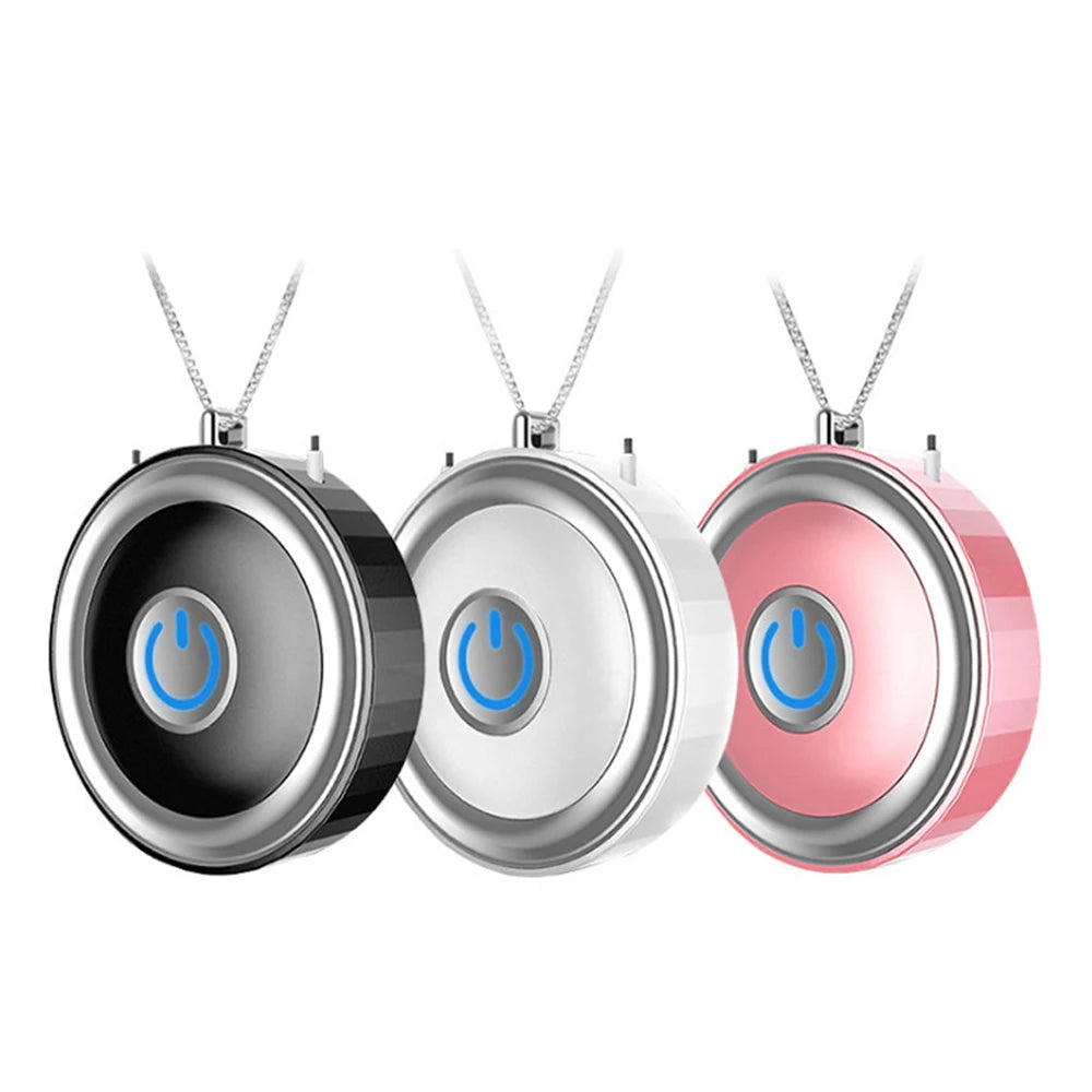 USB Rechargeable Wearable Necklace Air Purifier, Home Hanging Neck Type Car Oxygen Bar at Any Time Negative Ion Air Purifier