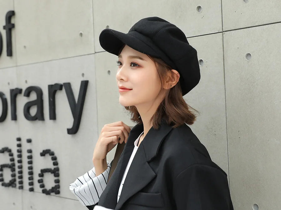 Solid Cotton Octagonal Newsboy Beret Cap – Casual Painter Hat for Women & Men | All Seasons