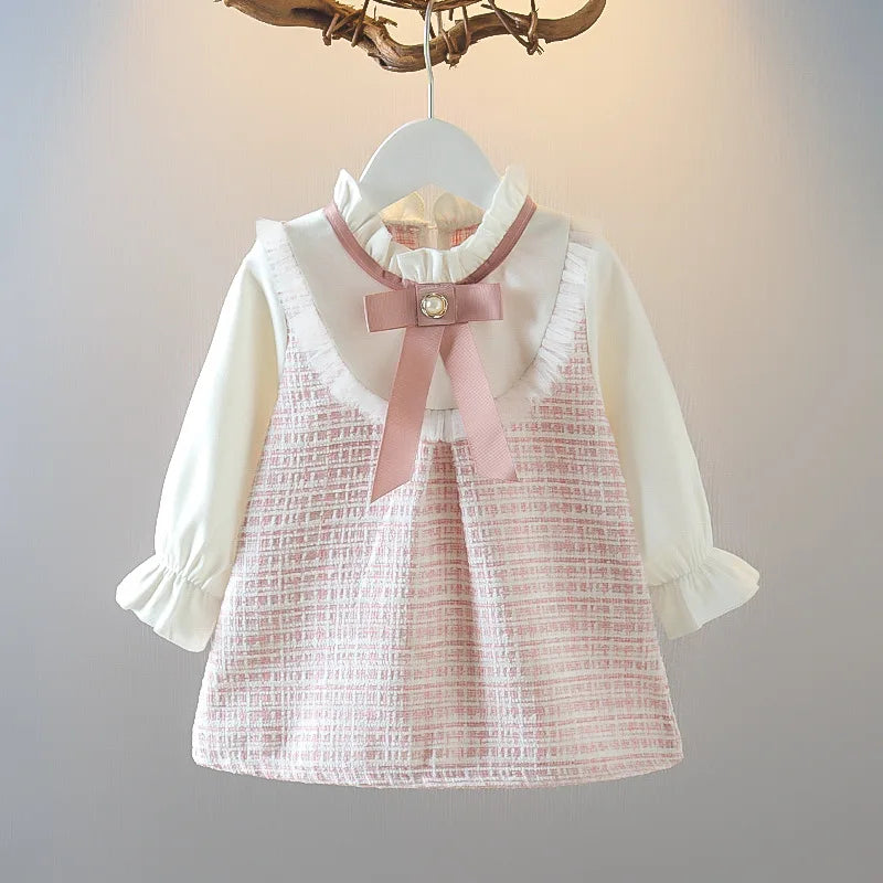 Baby Girl Plaid Long Sleeve A-Line Princess Dress
