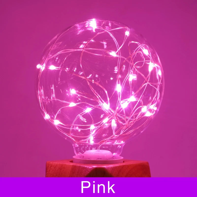 LED Edison String Night Light Bulb E27 110V 220V G95 Colorful Round Globe Glass RGB Copper Wire Bulb Home Decor Holiday Lamp