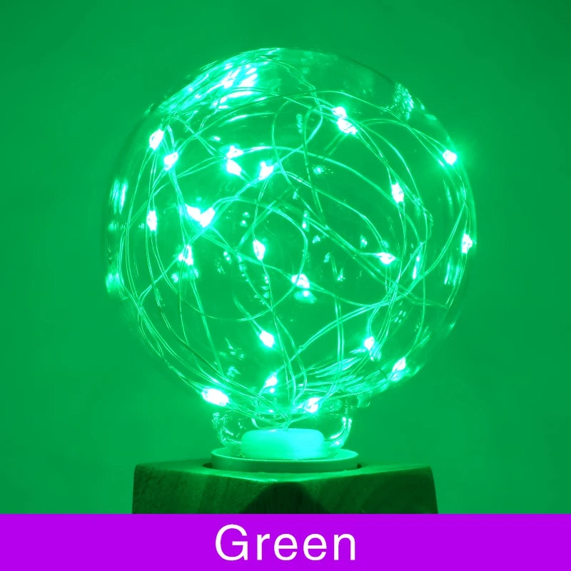 LED Edison String Night Light Bulb E27 110V 220V G95 Colorful Round Globe Glass RGB Copper Wire Bulb Home Decor Holiday Lamp